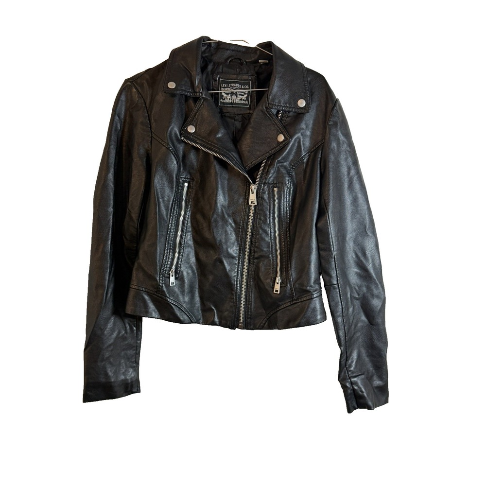 Levi's Women's Faux Leather Moto Biker Jacket Black Size Small Zip LW1RU538